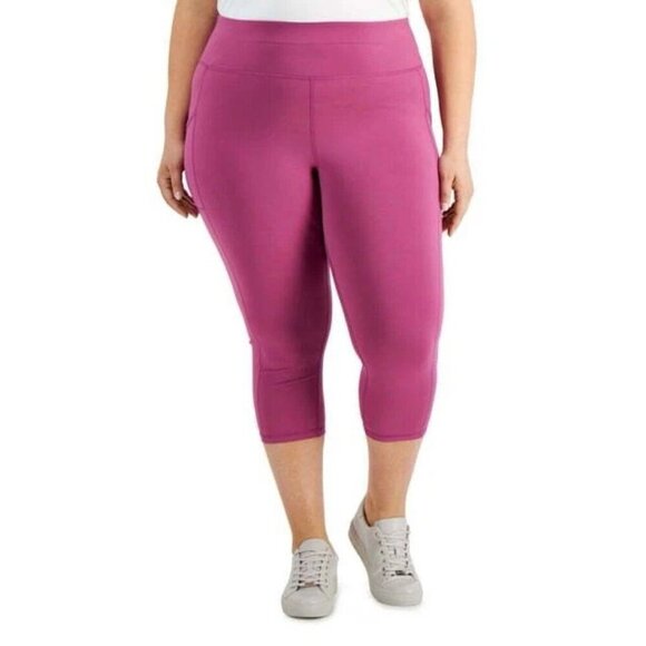 ID Ideology Pants - Id Ideology Compression High-Rise Side-Pocket Cropped Leggings Berry XL New